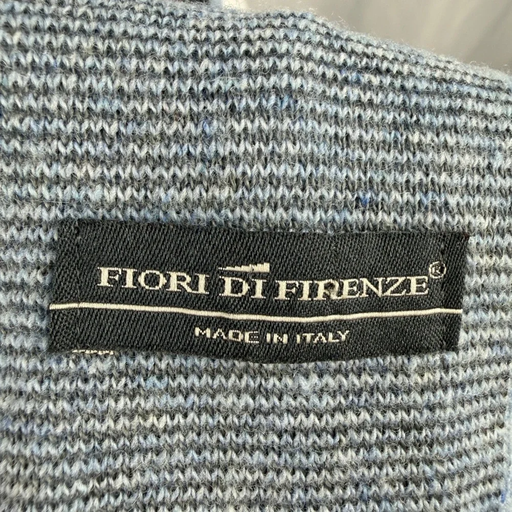 Fiori Di Firenze Scarf Blue Black Vintage Wool Blend Italy 74